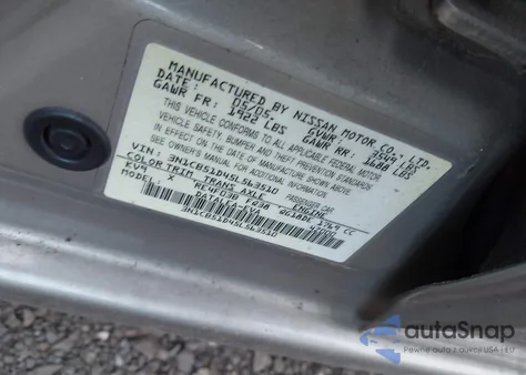 2005 Nissan Sentra 1.8S z USA, uszkodzony, nr VIN 3N1CB51D45L563510